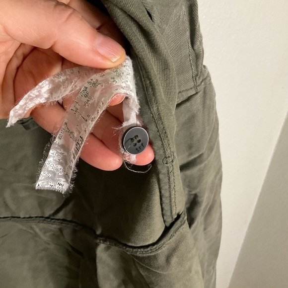 ZARA Trafaluc TRF Olive Oversized Shirt Dress w/ Frill Ruffle Small Lagenlook - Picture 6 of 10